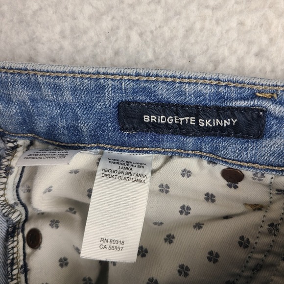 Lucky Brand Jeans Womens 4/27 Blue Bridgette Skinny Distress Light Wash Denim * - Picture 9 of 16